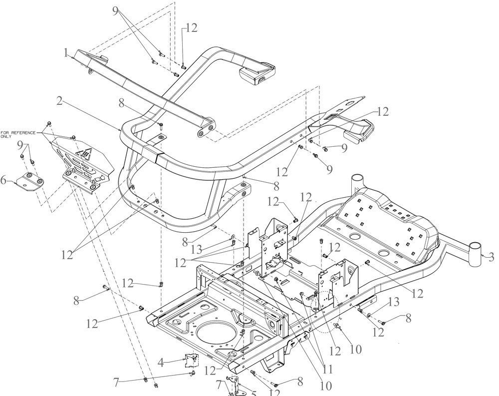 Frame Diagram and Parts List for ZT2-54KW (17RIEACI010)(2020) Cub Cadet Lawn Tractor
